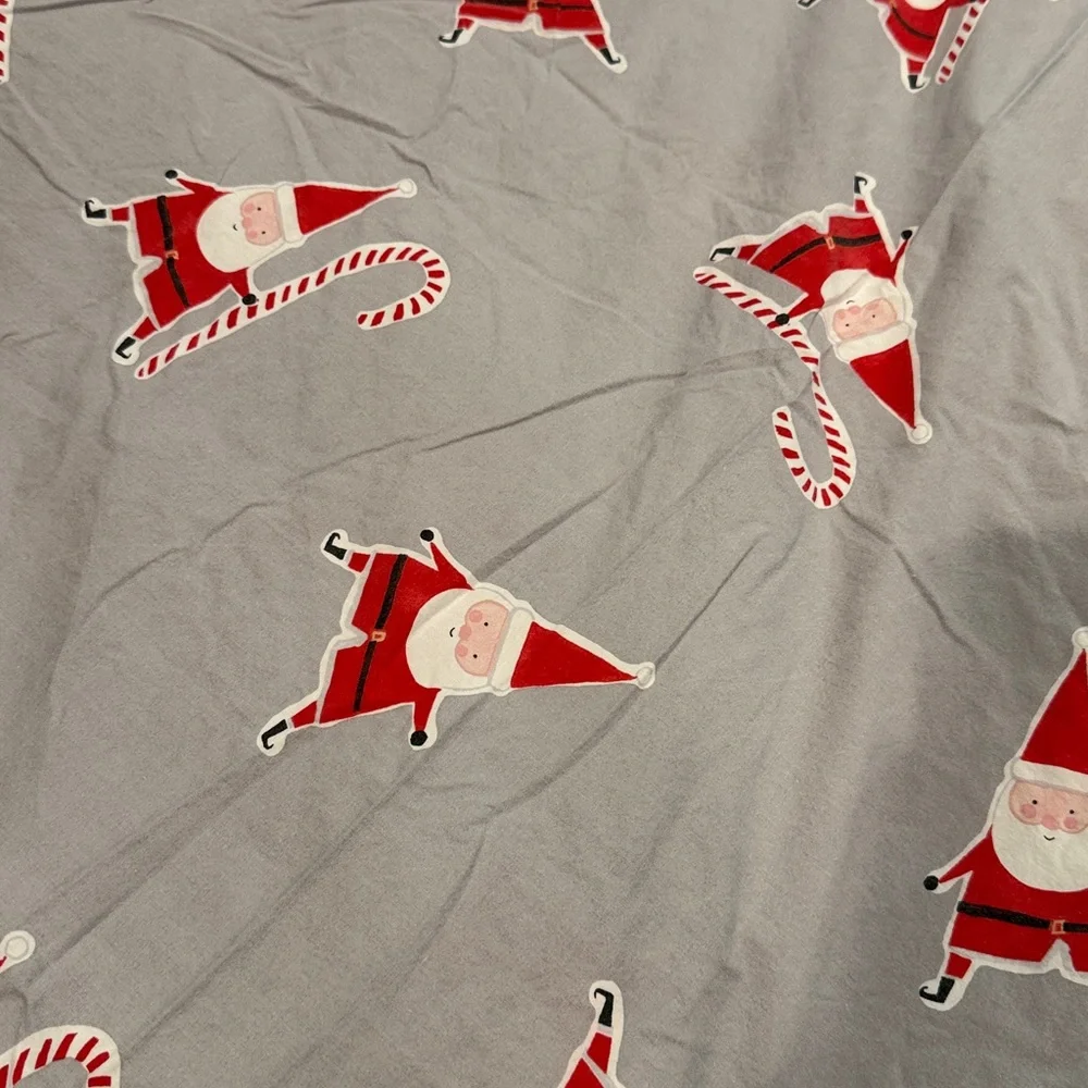 West Elm Festive Santa Twin Bedding Set - Gray and Red